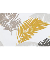 Enduit PVC « Calamus » — Nappage Motif Palmes & Feuillages Jaune Moutarde & Gris