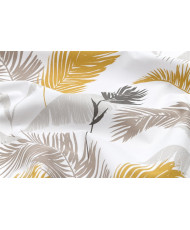 PVC Coated Fabric "CALAMUS" - Table Cover - Mustard Yellow & Grey Palm Leaf Pattern