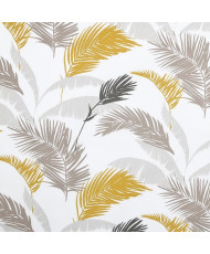Enduit PVC « Calamus » — Nappage Motif Palmes & Feuillages Jaune Moutarde & Gris