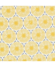 Enduit PVC « Cycas » — Nappage Motif Géométrique Soleils & Alvéoles Jaune & Gris