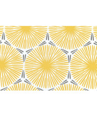 Enduit PVC « Cycas » — Nappage Motif Géométrique Soleils & Alvéoles Jaune & Gris