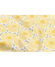 Enduit PVC « Cycas » — Nappage Motif Géométrique Soleils & Alvéoles Jaune & Gris