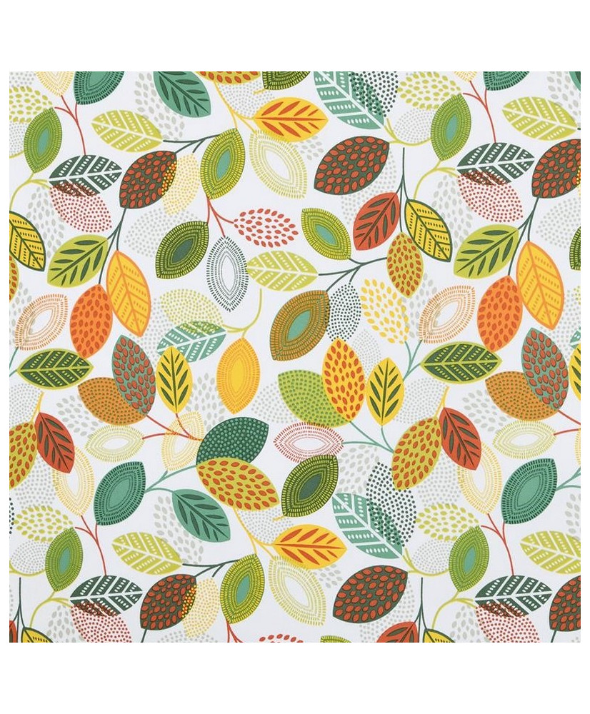 PVC Coated Fabric "PEUPLIER" - Table Cover - Multicolored Graphic Leaf Pattern