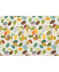Enduit PVC « Peuplier » — Nappage Motif Feuilles Graphiques Multicolores