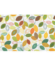 PVC Coated Fabric "PEUPLIER" - Table Cover - Multicolored Graphic Leaf Pattern