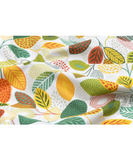 PVC Coated Fabric "PEUPLIER" - Table Cover - Multicolored Graphic Leaf Pattern