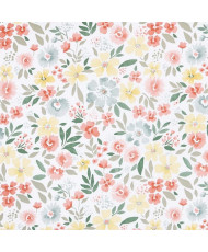 PVC Coated Fabric "RÉGINE" - Table Cover - Watercolor Wildflower Pattern