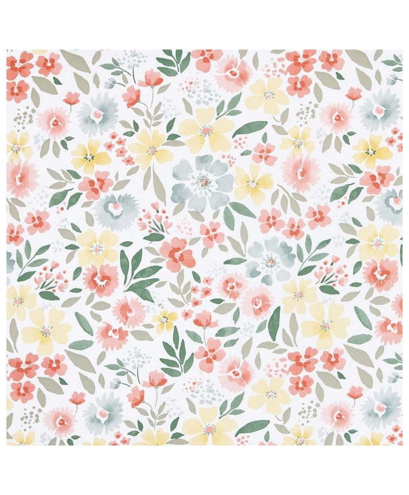 PVC Coated Fabric "RÉGINE" - Table Cover - Watercolor Wildflower Pattern