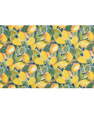 PVC Coated Fabric "TISSEO" - Table Cover - Lemon & Duck Green Foliage Pattern