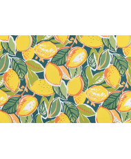 PVC Coated Fabric "TISSEO" - Table Cover - Lemon & Duck Green Foliage Pattern