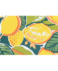 PVC Coated Fabric "TISSEO" - Table Cover - Lemon & Duck Green Foliage Pattern