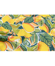 PVC Coated Fabric "TISSEO" - Table Cover - Lemon & Duck Green Foliage Pattern