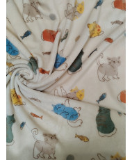 Tissu Doudou Ultra Doux - Motif Chats  (150 cm)