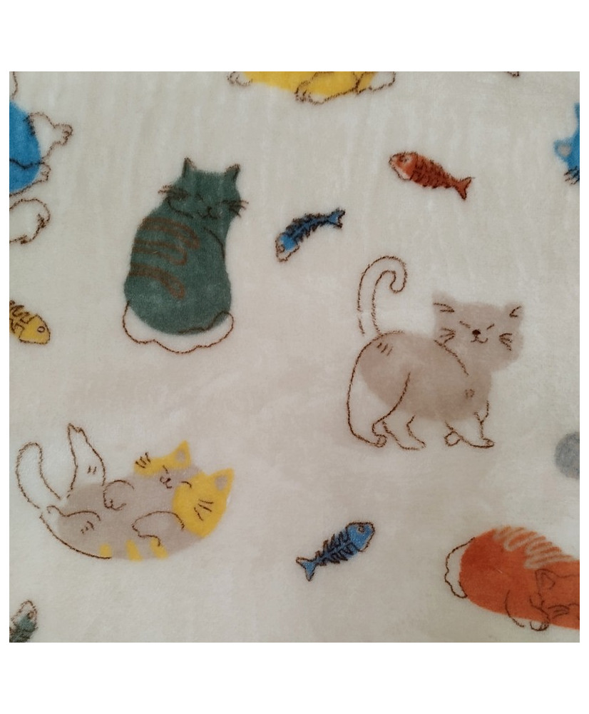 Tissu Doudou Ultra Doux - Motif Chats  (150 cm)