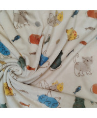 Tissu Doudou Ultra Doux - Motif Chats  (150 cm)