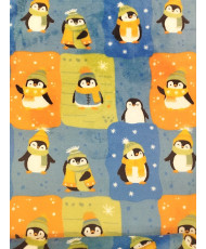 Tissu Doudou Ultra Doux - Motif pingouin   (150 cm)