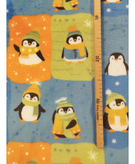 Tissu Doudou Ultra Doux - Motif pingouin   (150 cm)