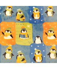 Tissu Doudou Ultra Doux - Motif pingouin   (150 cm)