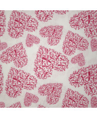 Tissu Octobre Rose — Motifs Cœurs en Rubans Rose