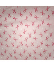 Tissu Octobre Rose — Motifs ruban & petit cœur rose