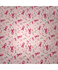 100% Lightweight Cotton Fabric — Pink Ribbon and Daisy Pattern