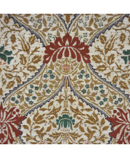 Tissu Jacquard Ameublement « Percival » — Beige, Terracotta & Vert Sapin