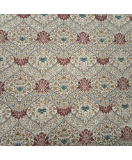 Tissu Jacquard Ameublement « Percival » — Beige, Terracotta & Vert Sapin