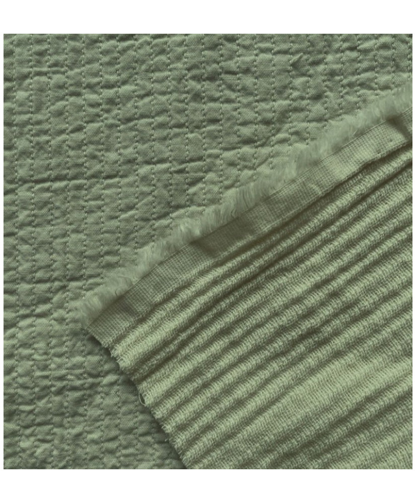Khaki quilted cotton fabric