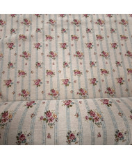 Tissu Jacquard Floral à Rayures ROMIE – Style Shabby Chic & Romantique