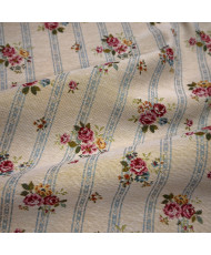 Tissu Jacquard Floral à Rayures ROMIE – Style Shabby Chic & Romantique