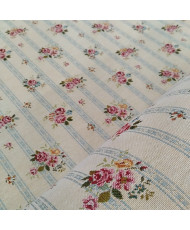 Tissu Jacquard Floral à Rayures ROMIE – Style Shabby Chic & Romantique