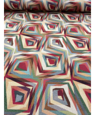 Coupon " Rutor"  1 mètre Tissu Jacquard Géométrique Multicolore