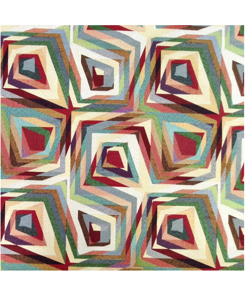 Coupon " Rutor"  1 mètre Tissu Jacquard Géométrique Multicolore