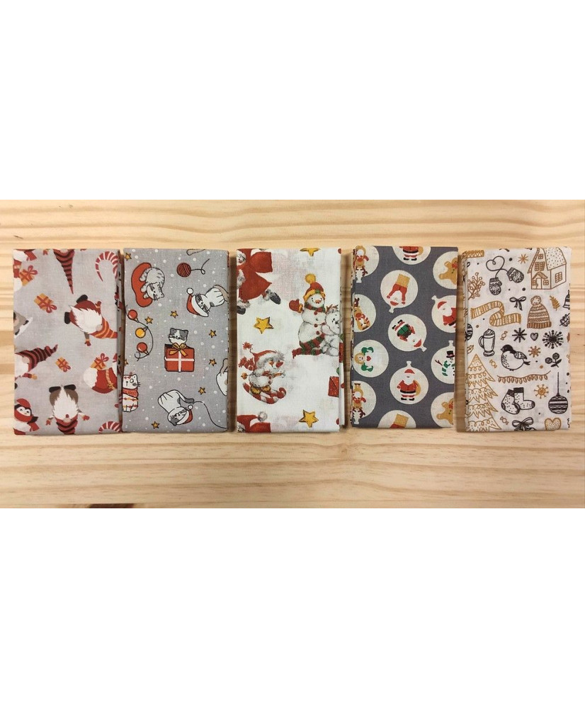 Lot De 3 Coupons Tissu Noël - Coton Multicolore - Motifs De Noël - Neuf - Fabriqué En France